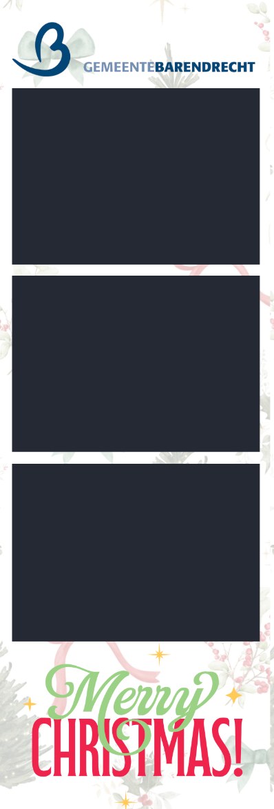 Photostrip-ontwerp voor een kerstborrel met namen en datum